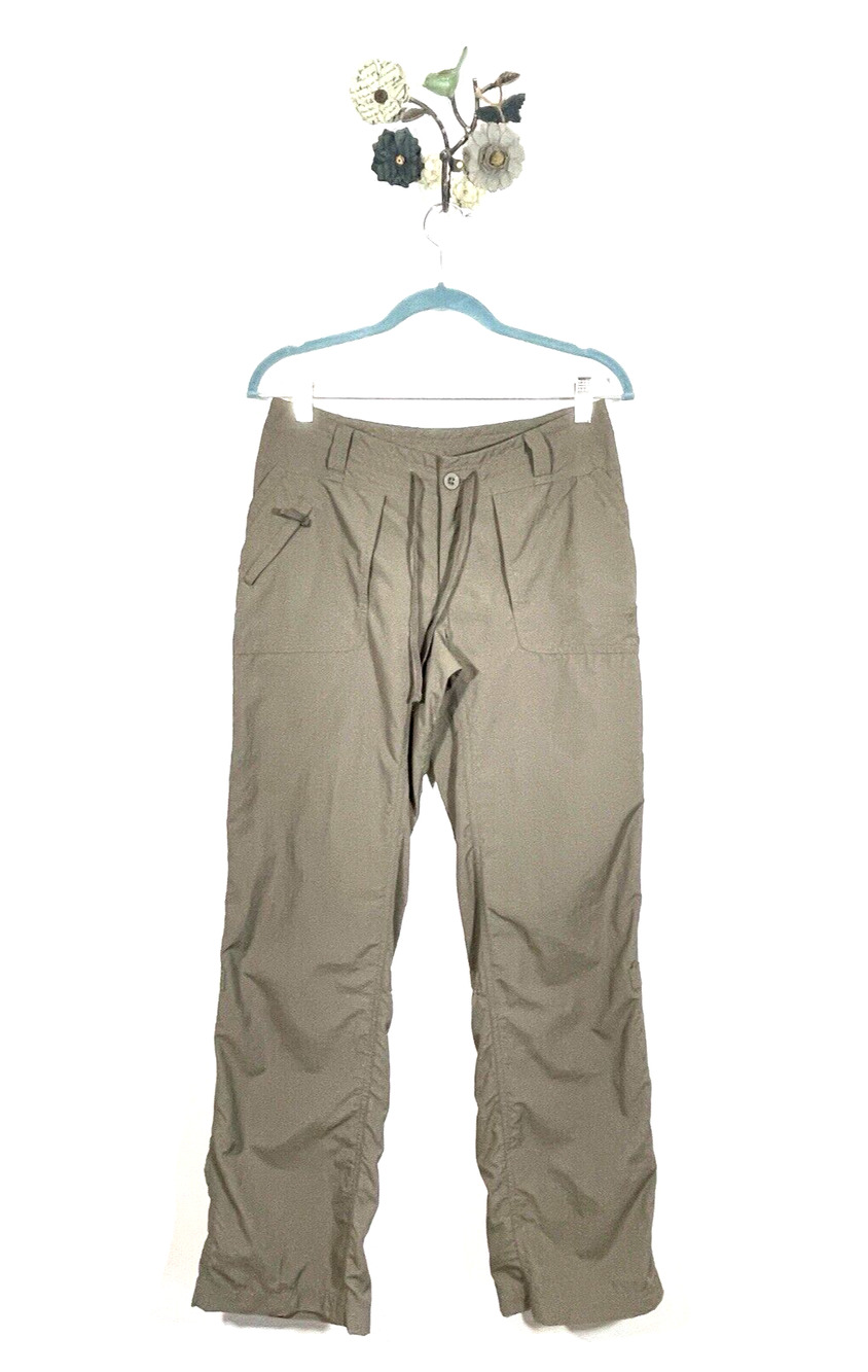 North Face Women's Hiking Pants Size 4 Beige Roll Tab Convertible Pant Pockets